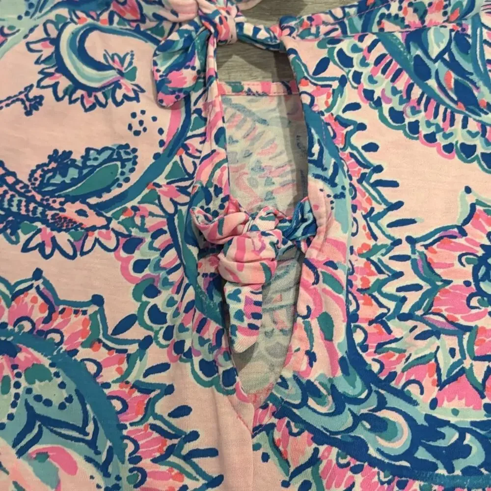 Lilly Pulitzer Mellorie Dress Cotton Pink Tropics Tint Tangerine Dream Sz Large - Picture 6 of 6